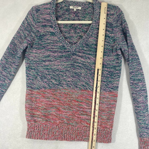 Madewell Sweater Small V-Neck Knit Colorblock Spectrum Pullover Long Sleeve - Picture 7 of 11